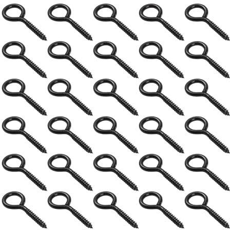 30PCS Eyelet Screws, 30mm Eyed Screw Hook Self Tapping Screws Heavy Duty Screw-In Eye Screw Tightening Screw Ring Screw Eye Bolt Ceiling Hook for DIY Cork Crafts Curtain Rope Hanging Wooden Frame