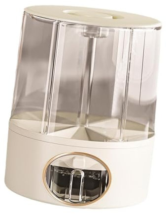 JISADER Rice Storage Container Grain Bucket 6 Grids 360° Rotating Dry Food Storage Container Cereal Dispenser for All Beans Household