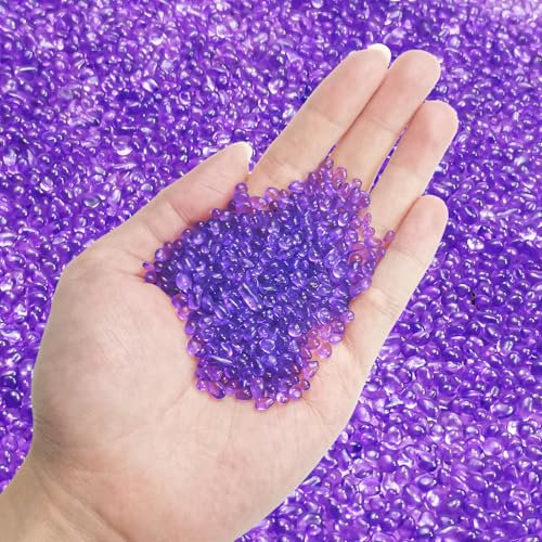 Keedolla Violette Aquarium-Glas-Kieselsteine, 1,4 kg Aquarium-Dekosteine, Fischschale, Felsen, Kies für Betta, Vasenfüller, Sukkulenten