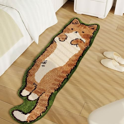 Generisch Washable Rug for Bedroom 40 x 120 cm, Cute and Funny Children's Rug, Modern, Printed, Irregular Shape for Entrance Area, Non-Slip Cartoon Cats
