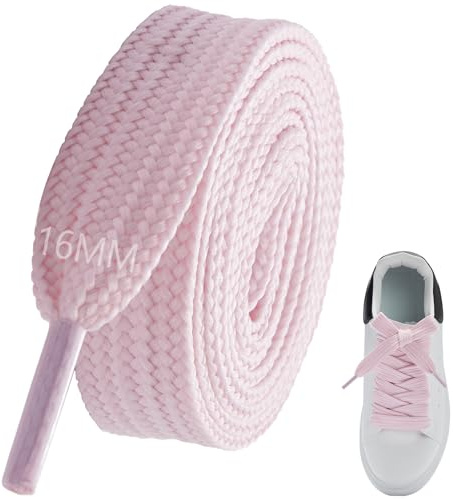 7STROBBS 1 Pairs 16MM Thick Wide Shoe Laces for Adida Campus, Flat Chunky Replacement Shoelaces for Mcqueen, Converse, Air Force 1, School, Trainers, Pink 120CM