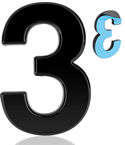 4 Inch House Number Self adhesive House Numbers Mailbox Numbers Modern House Numbers for Outside Black House Address Numbers Door Numbers for House Apartments Office Hotel Room (Black, 3)