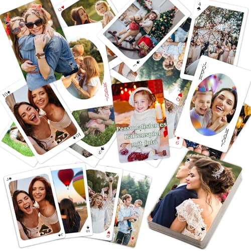 EAQ Personalisiertes Kartenspiel mit Foto Individuelles Kartendeck für Familie, Hochzeit, Freunde, Geburtstag, Feier, Geschenke