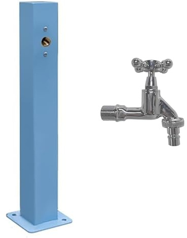 Vertical Garden Water Column, Stainless Steel Water Fountain, Antifreeze Vertical Dispenser Hydrant, Blue Column Garden Water with Double Outlet Faucet