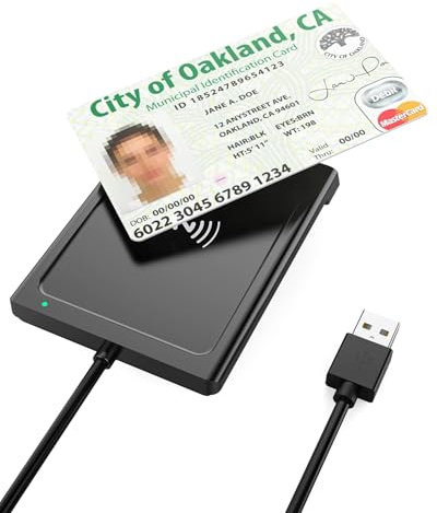 USB Chipkartenleser mit NFC - Smart Card Reader/SIM Kartenlesegerät - Kompatibel mit Windows, Linux, Android -DOD Military Kartenleser für den Neuen Personalausweis Gesundheitskarte Bankkarten