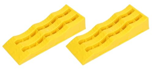 Cuña estabilizadora para autocaravanas Bloques niveladores for vehículos recreativos, 1 par, cuñas Amarillas 3 etapas, estabilizar terrenos Irregulares