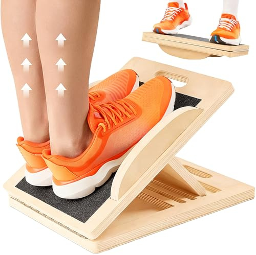 Wadendehner Schrägbrett aus Holz, Wadendehner Verstellbares mit 5 Neigungswinkel, Tragbares Balance Board, Slant Board mit Tragegriff, Wadentrainer für Kniebeugen, Muskeldehnung, Yoga, Training