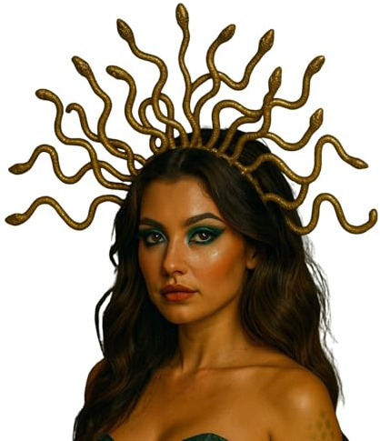 MIMIKRY Medusa Schlangen Kopfschmuck für Erwachsene Kostüm Zubehör Tiara Kopfbügel Haarreif griechische Mythologie