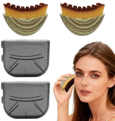 Dupoem 2 Pièces Masseur de Drainage Lymphatique Visage et Corps - Appareil Portable pour Mâchoire Définie, Détente & Brossage à Sec - Poils Ultra-Doux - Idéal Voyage avec Étui