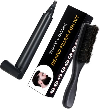 Veemoon Cepillo de Cerda de Jabalí Kit de Cuidado de Barba y Lápiz de Bigote de Madera de Haya, Portátil y Ligero para Hombre para Uso en Casa