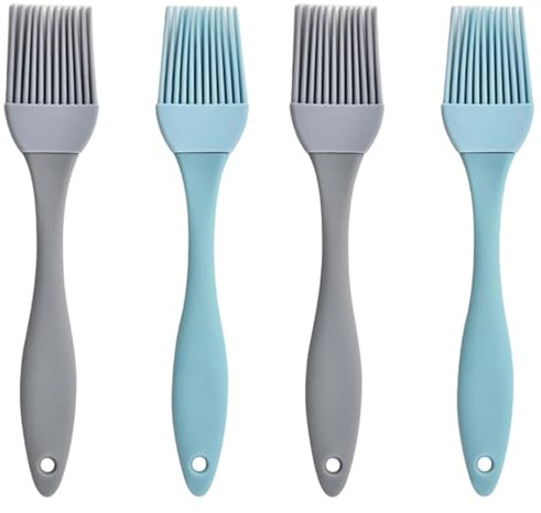 XIYING 4 Pcs Silicone Pastry Brushes, 17cm Basting Brush Set for Baking, BBQ, Grilling and Cooking in Blue and Grey