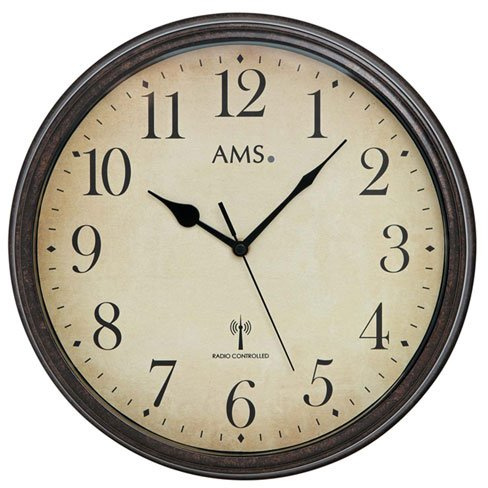AMS 5962 Wanduhr Funk Metall Antik Optik by AMS