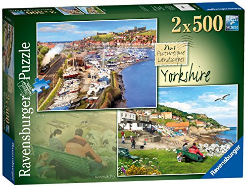Ravensburger Picturesque Landscapes No.1 Yorkshire Whitby & Runswick Bay 2X 500 Piece Jigsaw Puzzles for Adults 10 Years Up