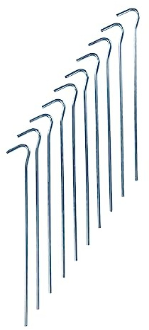LIVIVO Heavy Duty Tent Pegs 50 Pack - 9 Galvanised Steel Camping Tent Pegs Metal Heavy Duty with Curved Hook, Rust Proof and Weather-proof Metal Ground Pegs (23cm)