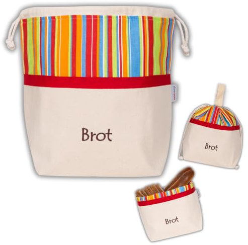 slowroom Sacco per Pane per la conservazione e la freschezza 3 in 1 - Cesto per Pane in Tessuto - Sacco per Pane in Cotone - Scatola per Pane 32 x 35 cm, Soleggiato