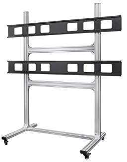 Monoprice 2x2 Video Wall Mount Bracket System Rolling Display Cart with Micro Adjustment Arms - for TVs 32in to 55in, Max Weight 100 Lbs Per Display, VESA Patterns Up to 600x400 - Commercial Series