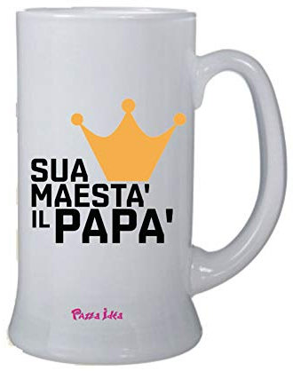 Boccale Birra 0,5L - Decorato con Frase - Vetro - Regalo Festa del papà - Personalizzato - Collezione papà