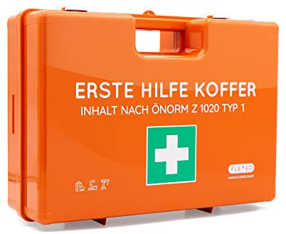 Erste Hilfe Koffer ÖNORM Z1020 Typ1 - Notfallkoffer gefüllt - First aid - Kasten - Verbandskasten für Betriebe, Büro & Haushalt
