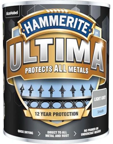 Hammerite Ultima Smooth Metal Paint - 750ml - Light Grey