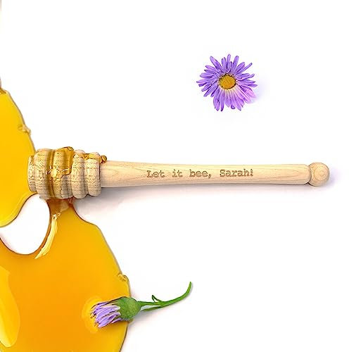 Diamandi Honiglöffel aus europäischem Ahorn mit Gravur - Ihr Text in Holz eingebrannt - Löffel für Honig zum Frühstück - Geschenk-Idee für Verliebte, Imker, Naschkatzen