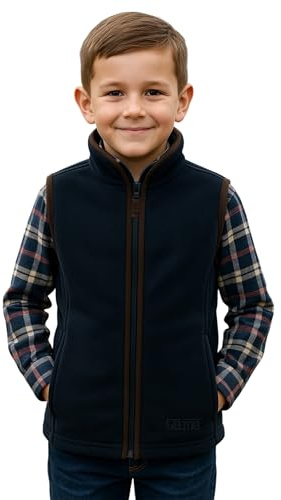 Game Technical Apparel Kids Chilton Country Fleece Gilet Winter Warm Waistcoat with Contrast Piping Bodywarmer (Forest Green, 2_years) (Navy, 11_years)