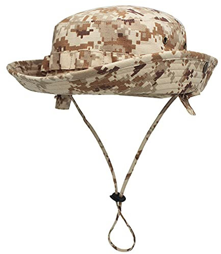 WANYING Unisex Baumwolle Bonnie Hut Dschungel Hut Sonnenhut Sonnenschutz Eimer Hut Bucket Hat Outdoor Tarnung für Kopfumfang 56-60cm - Camouflage Wüsten