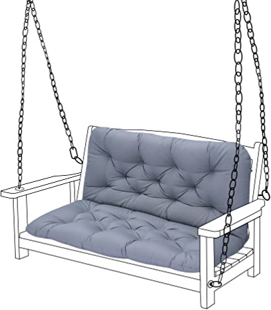Gardenista Garden 2 Seater Tufted Swing Bench Cushion | Water Resistant Indoor Garden Furniture Seat and Back Bench Pads | Slip Free Comfy Rattan Furniture Hammock Cushions | 100x98 cm (Grey)
