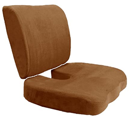 Bookishbunny Set of 2: Seat Cushion Coccyx Orthopedic Memory Foam Lumbar Support Pillow for Sciatica Pain Relief and Lower Back Pain Relief (Coffee)
