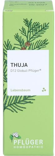 Globuli Pflüger Thuja D12 im Globulispender, Lebensbaum, 10 g | Natürlich wirksam und sehr gut verträglich, einzigartiger Globulispender, homöopathisches Arzneimittel