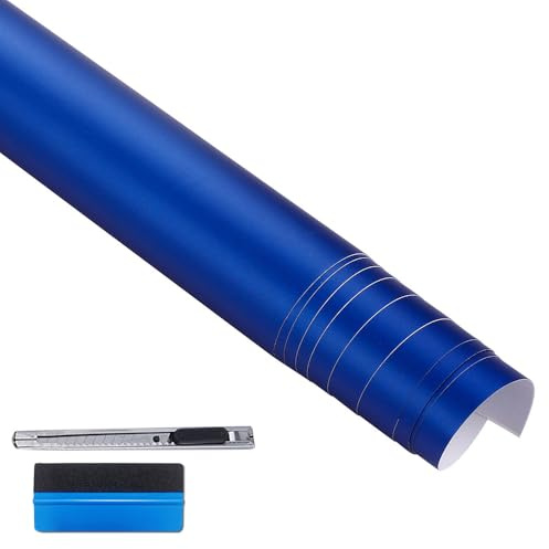 NewL Satinmatt Blå Krommetalliserad Bilfolie 50 cm x 150 cm