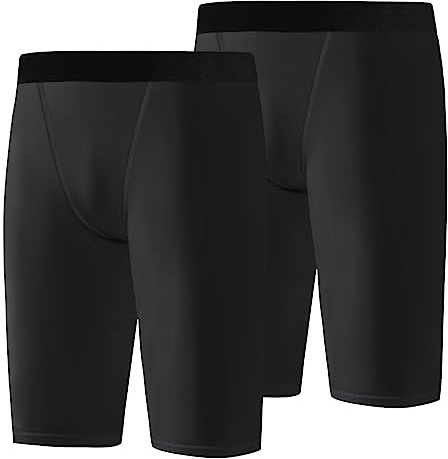 Hotfiary 2 Pack Youth Boys Compression Shorts, Spandex Athletic Kids Running Compression Underwear, Quick Drying Boys Boxer Briefs for Basketball Football Running Training, Age 6-14 Years