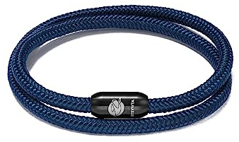 BTEYIVTA Handgjort nautiskt reparmband för män kvinnor och tonåringar solsäkert färgfast surfararmband strandsmycken födelsedagspresent till honom, Medium(Wrist size:6.8-7.1inch), Rostfritt stål,