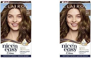 Clairol Nice'n Easy Crème, Natural Looking Oil Infused Permanent Hair Dye, 6.5 Lightest Brown (Pack of 2)