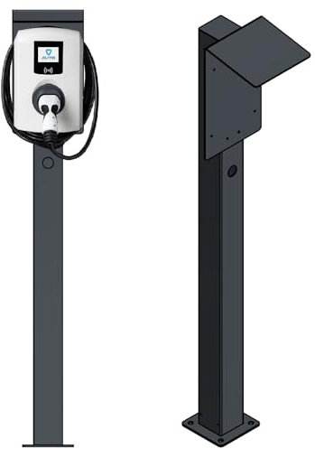 DIE-LADESÄULE - Ladesäule, Standfuß, Stele, Base für Alfen Eve Pro Wallbox (Single, Double) - aus Edelstahl - mit Dach und Kabelhaken - pulverbeschichtet - anthrazit - deutsche Herstellung