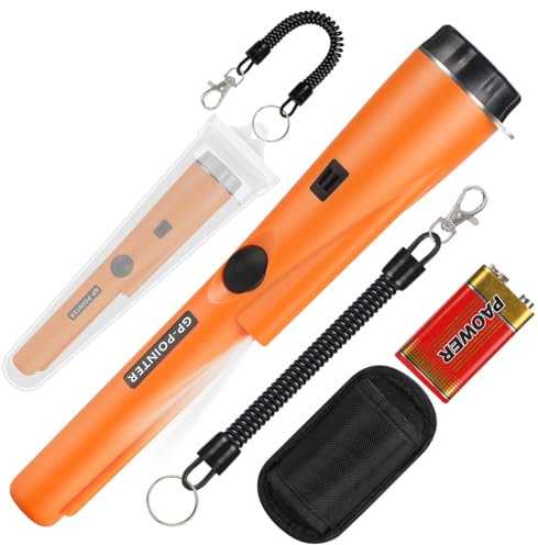 Metal Detector Pinpointer for metal detecting,Treasure Hunting, 360°Search Gold Treasure Pinpointing Finder Probe with Belt,Holster, LED,Waterproof Tool Accessories for Adults,Kids (Orange)