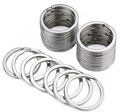NestNook Lot de 50 anneaux ronds plats en métal pour clés de maison et de voiture - 30 mm