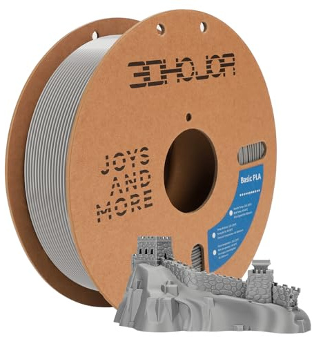 3DHoJor PLA Filament 1.75mm Silber 1KG, 3D Drucker Filament Maßgenauigkeit +/- 0,02 mm, Filament 3d Druckmaterialien, Super Speedy PLA Filament für 3D Drucker