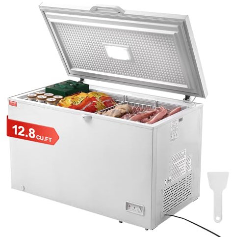 VEVOR Congélateur Coffre 345 L, Grand Surgélateur Autoportant avec 4 Paniers Amovibles, Porte Ouverte sur le Dessus avec Couvercle Verrouillable, Température Réglable sur 7 Niveaux, Maison Restaurant