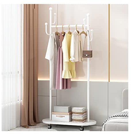 Standgarderobe, Baum-Kleiderständer, industrieller Rohr-Kleiderständer mit Rädern, robuster Kleiderständer, Garderobenständer für Schlafzimmer, rollender Kleider-Organizer (Farbe: Schwarz, G