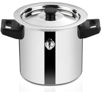 Stainless Steel Milk Boiler | Whistle Milk Pot | Warm Milk Jug with Handle | Double Wall Milk Cooker with Funnel (Stainless Steel, 3 Liter)