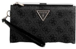 GUESS Laurel Damen-Geldbörse mit doppeltem Reißverschluss, Kohle-Logo
