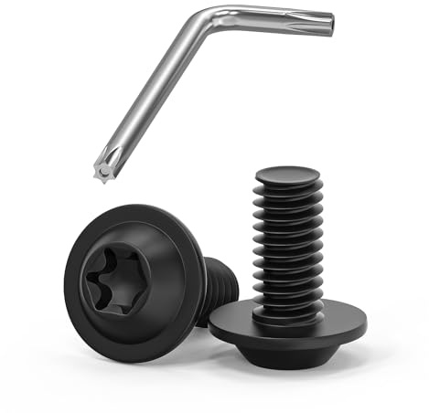 30 Stück M6x12mm Linsenkopfschrauben Schwarz, M6 Schrauben mit Flansch, A2 V2A Edelstahl Schrauben Torx, Flanschschrauben Maschinenschrauben Vollgewinde mit Torx Schlüssel für Möbel Verbindungs