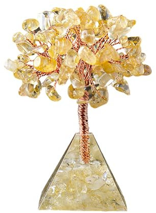 Árbol de Amatista, Feng Shui Bonsai Árbol del Dinero, Piedra Cristalina Curativa Natural, Decoración de la Vida, Regalos de Cristal para Mujeres, Decoración de la Oficina en Casa (Citrino)