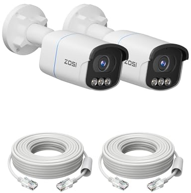 ZOSI 2Pcs 4K PoE CCTV Cameras Outdoor Indoor, Ultra HD Color Night Vision | Add-on PoE IP Camera for Home & Business Security, Person/Vehicle Detection, Only Work with our Brand 4K PoE NVR CCTV System