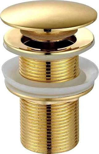 Unslotted Gold Basin Waste by Arty Bathrooms - Gold Pop Up Sink Waste without Overflow - Standard 1.1/4 Connection - Click Clack Push Button