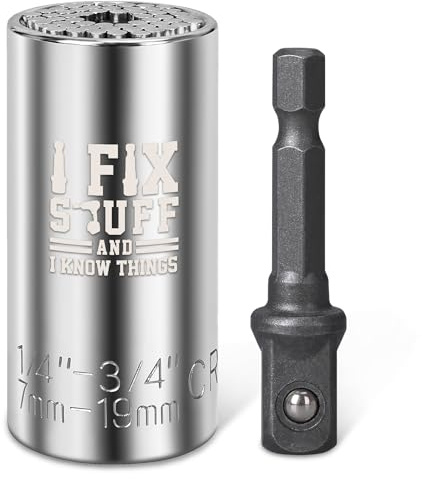 Janhavi Universal Socket Wrench Tool,Engraved Personalized Text, 1/4- 3/4(7-19mm), with Power Drill Adapters,Tech Gadgets For Dad,Husband Grandpa and All Men,Gift For Birthday Christmas Anniversary