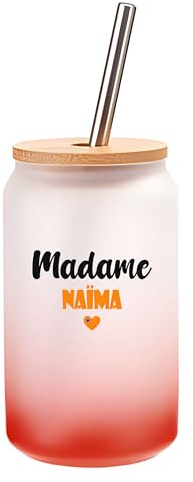 Verre à Cocktail Madame Naïma | Cocktail Glass| Idée Verre à Cocktail Cadeau Anniversaire Fête Original Détente Travail Départ Collègue Summer Noël. (Orange)