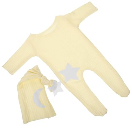 VILLCASE Neugeborenen Fotografie Outfit Sternen und Mond Teiliges Strampler und Mützenset für Babyfotos aus Weichem Hautfreundlichem Material für Fotoshootings von Neugeborenen Sanftem