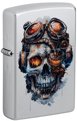Zippo Accendino tempesta – Steampunk Skull, cromo satinato, Color Image – Ricaricabile – Riutilizzabile – Design antivento – Confezione regalo – Made in USA