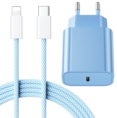 25W Cargador Carga Rapida for iPhone 14/14 Pro/14 Pro Max/14 Plus 13 12 11 SE XR X XS 8 7, USB C Carregador Enchufe Rapido Adaptador Charger Corriente con 2M Cable, Blanco